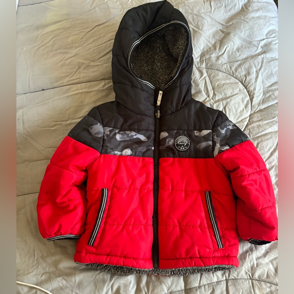 Gerry Kids hooded puffer jacket-Reversible Black/Red/Gray